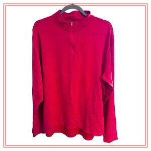 Peter Millar Mens Textured Quarter Zip Long Sleeve Pullover Shirt XL Salmon